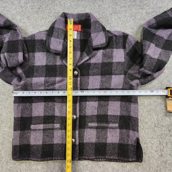 LD Burke Santa Fe Jacket Womens Medium Purple Black Buffalo Plaid Wool Blend USA - Picture 7 of 12